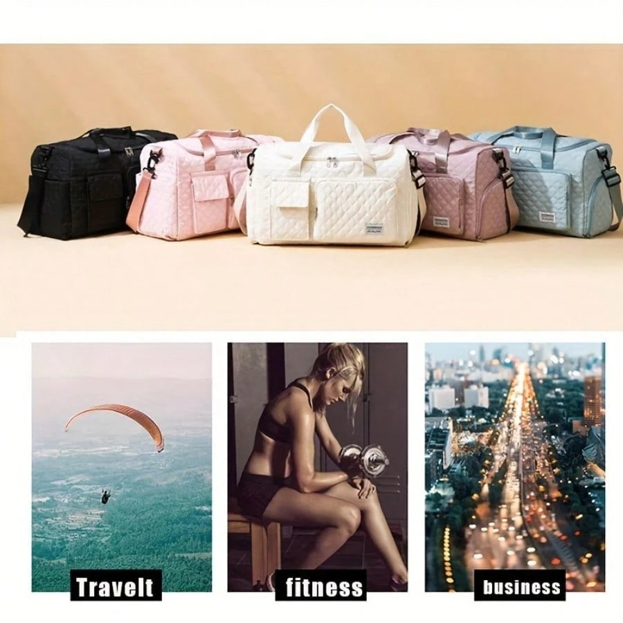 Large Capacity Travel Bag, Shoulder Bag With Shoe Compartment Separate Pocket Tote Bag- Oxford Cloth Wear-Resistant And Waterproof Fabric Storage Bag, Suitable For Male And Female Sports, Swimming, Y