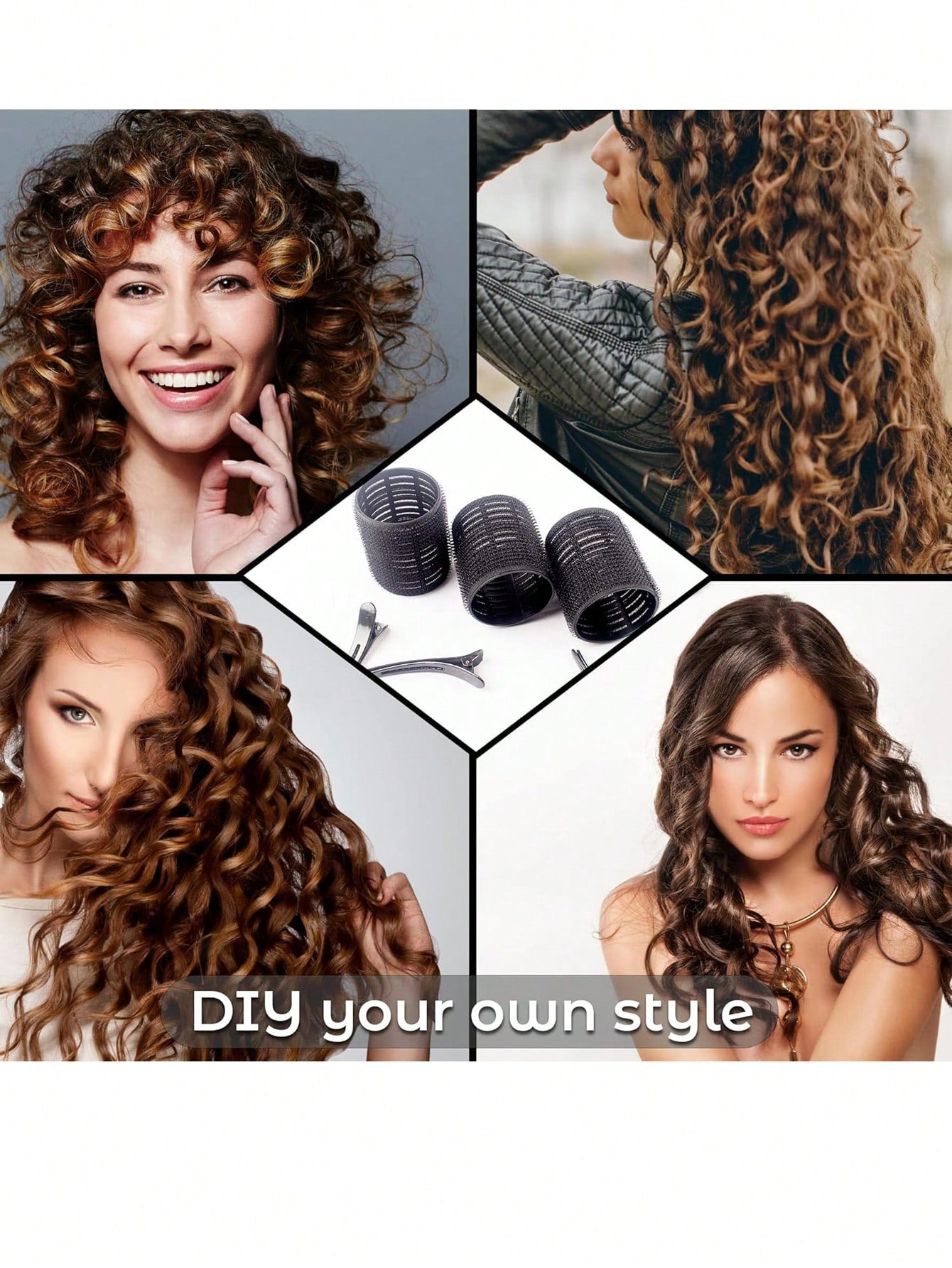Large Heatless Self-Adhesive Hook-And-Loop Hair Curlers 6/12pcs, 12pcs Black Alligator Hair Clip Hair Curlers, Suitable For Long And Short Hair, Heatless Hair Curlers