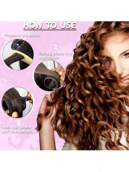 Large Heatless Self-Adhesive Hook-And-Loop Hair Curlers 6/12pcs, 12pcs Black Alligator Hair Clip Hair Curlers, Suitable For Long And Short Hair, Heatless Hair Curlers