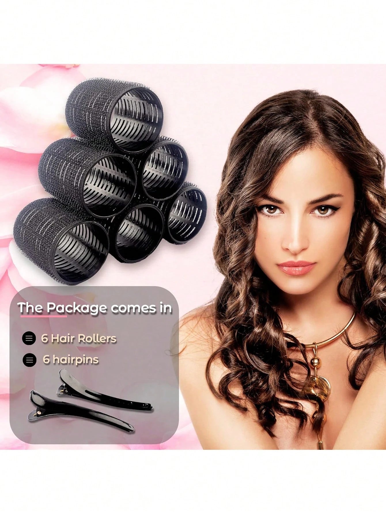 Large Heatless Self-Adhesive Hook-And-Loop Hair Curlers 6/12pcs, 12pcs Black Alligator Hair Clip Hair Curlers, Suitable For Long And Short Hair, Heatless Hair Curlers