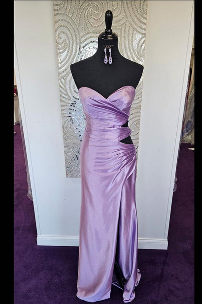 Lavender Sweetheart Ruched Cutouts Fitted Formal Dress