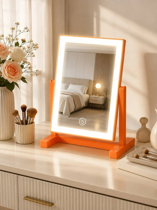 LED Makeup Mirror, Lighted Desktop Makeup Mirror, 3 Lighting Modes Makeup Mirror, Desktop Mirror, 200mAh USB Rechargeable Lighted Makeup Mirror, Travel Makeup Mirror, Portable Makeup Mirror, Suitable