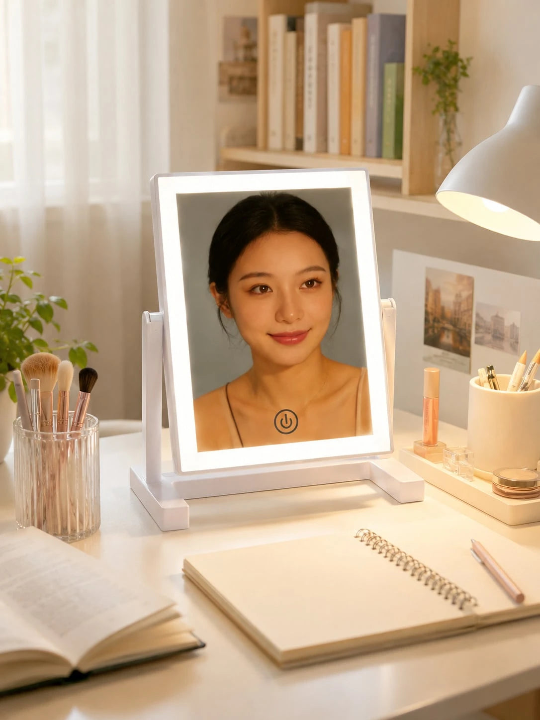 LED Makeup Mirror, Lighted Desktop Makeup Mirror, 3 Lighting Modes Makeup Mirror, Desktop Mirror, 200mAh USB Rechargeable Lighted Makeup Mirror, Travel Makeup Mirror, Portable Makeup Mirror, Suitable