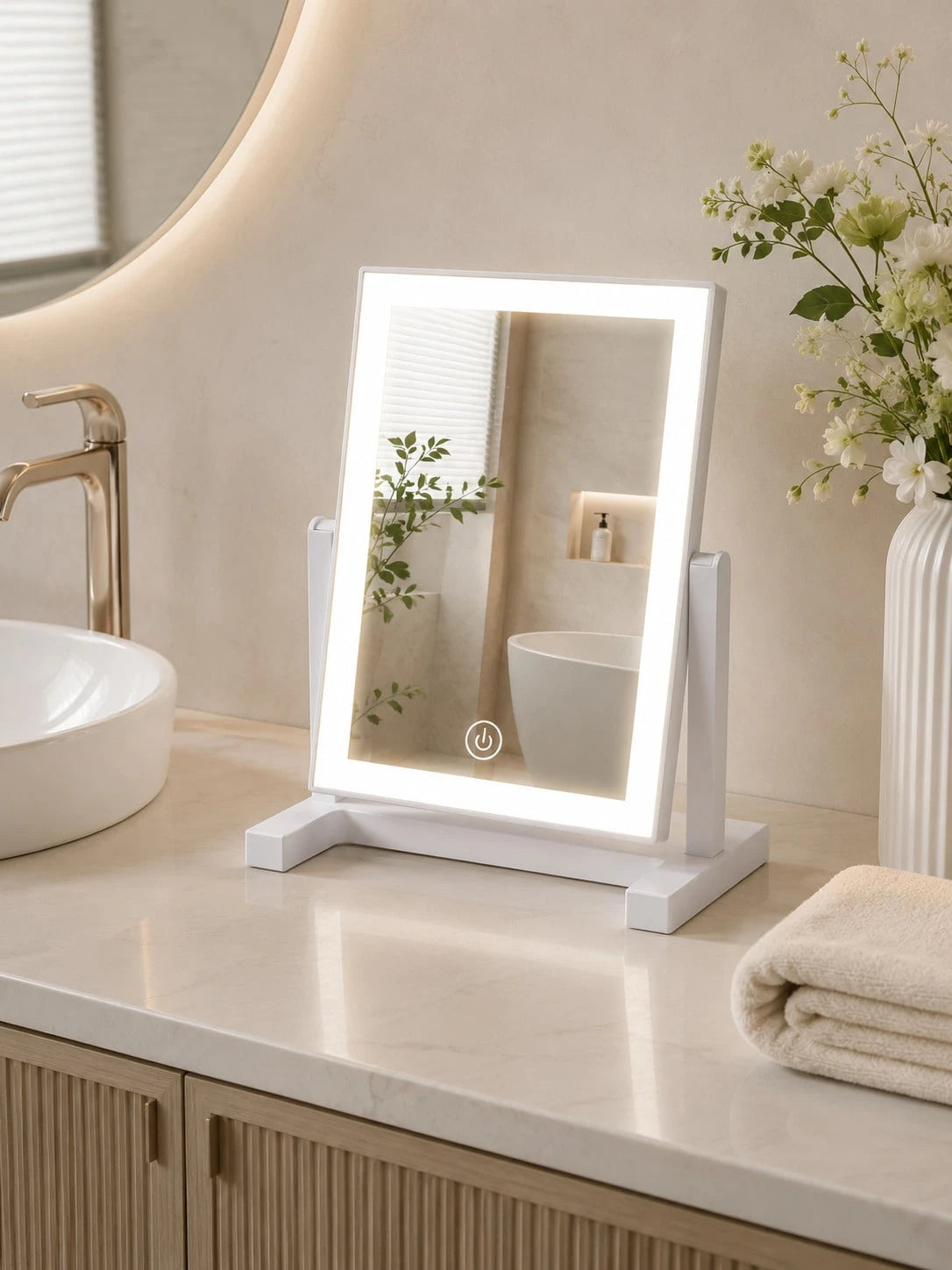 LED Makeup Mirror, Lighted Desktop Makeup Mirror, 3 Lighting Modes Makeup Mirror, Desktop Mirror, 200mAh USB Rechargeable Lighted Makeup Mirror, Travel Makeup Mirror, Portable Makeup Mirror, Suitable