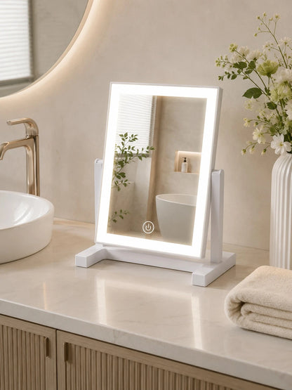 LED Makeup Mirror, Lighted Desktop Makeup Mirror, 3 Lighting Modes Makeup Mirror, Desktop Mirror, 200mAh USB Rechargeable Lighted Makeup Mirror, Travel Makeup Mirror, Portable Makeup Mirror, Suitable