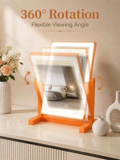 LED Makeup Mirror, Lighted Desktop Makeup Mirror, 3 Lighting Modes Makeup Mirror, Desktop Mirror, 200mAh USB Rechargeable Lighted Makeup Mirror, Travel Makeup Mirror, Portable Makeup Mirror, Suitable