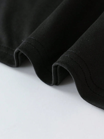 Letter Print T-Shirt, Plus Size Women's Top, Fashion Print Short Sleeve Design.. Casual Black Summer