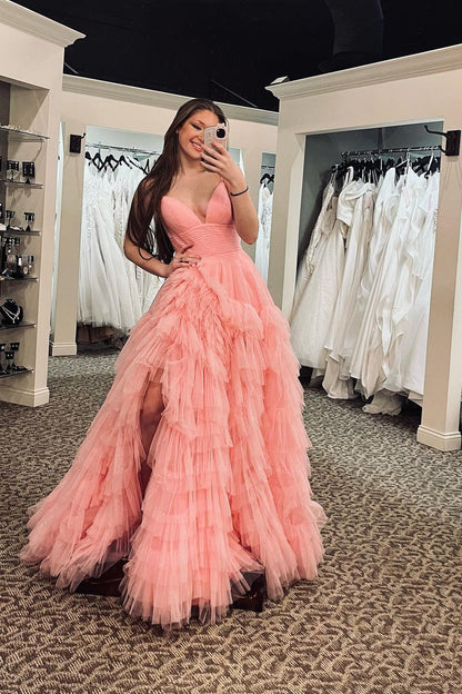 Light Blue Tiered Layers A-line Long Formal Dress