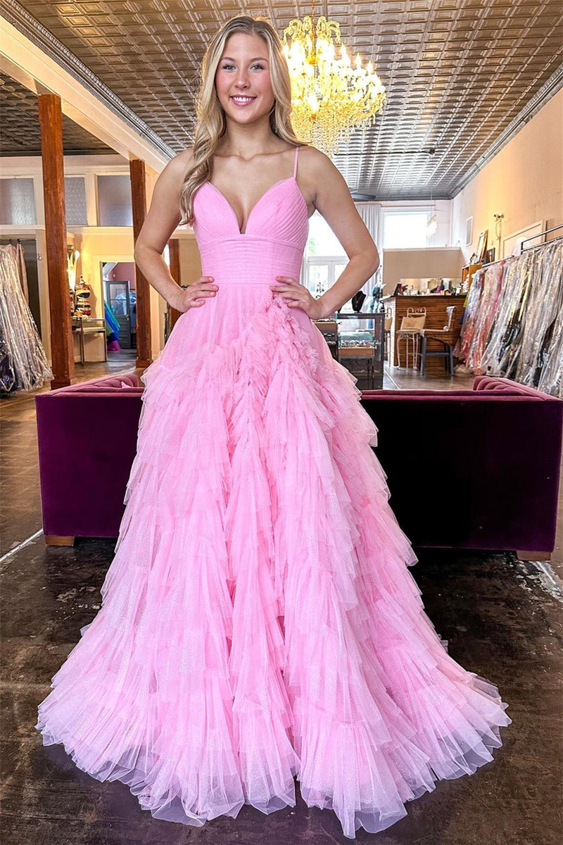 Light Blue Tiered Layers A-line Long Formal Dress