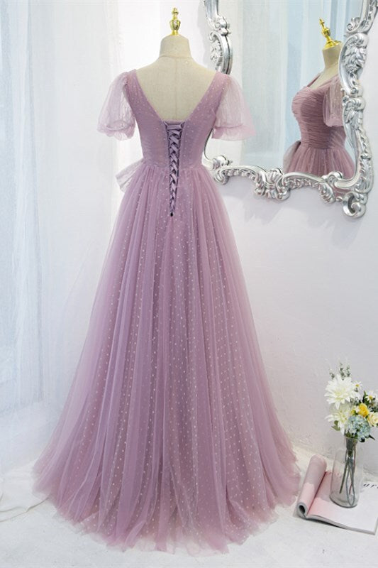 Lilac A-line Short Tulle Fairy Formal Dress