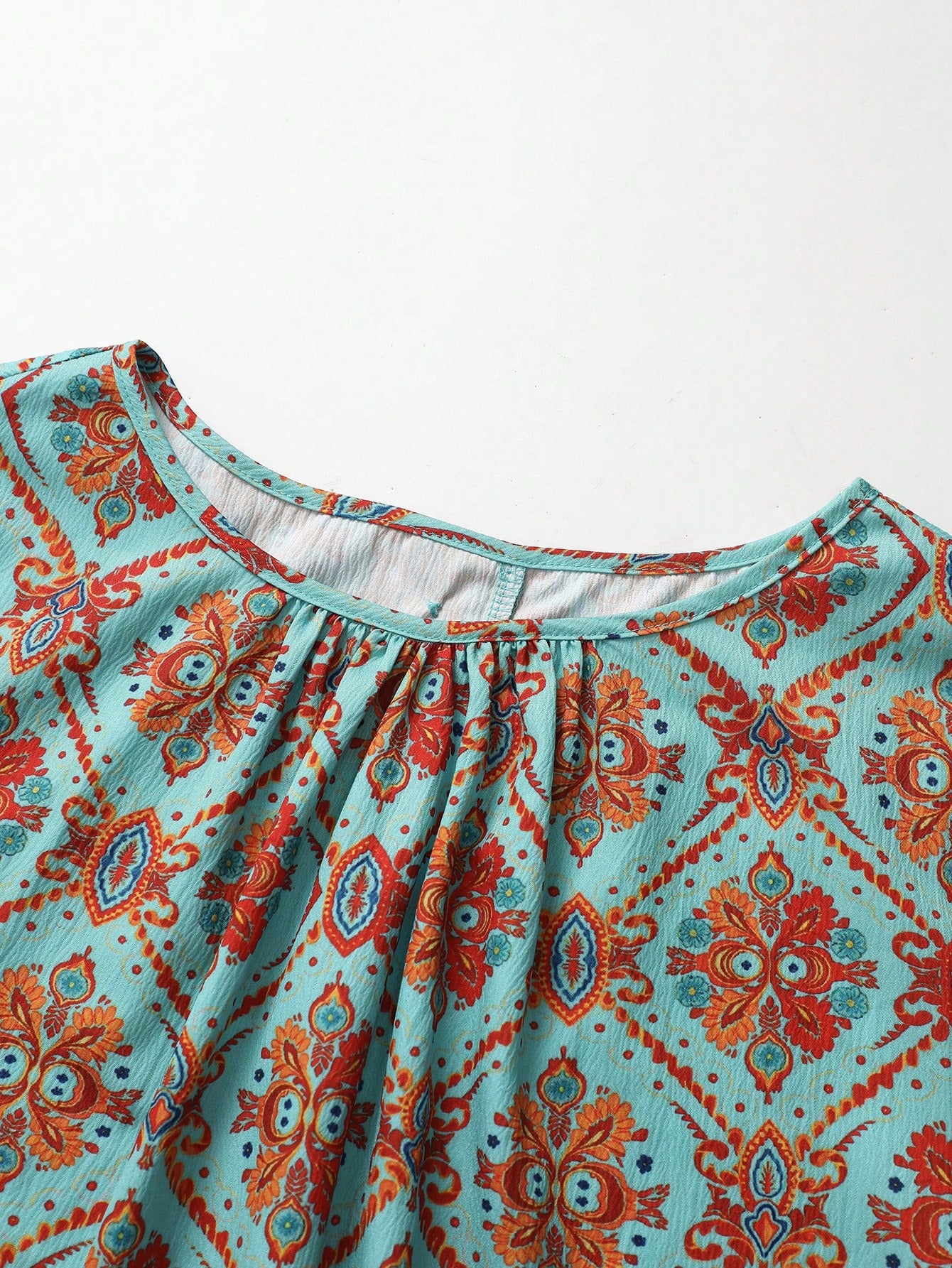 Linhara CURVE Plus Size Women's Round Neck Tie Sleeve Decorative Button Design Blouse
