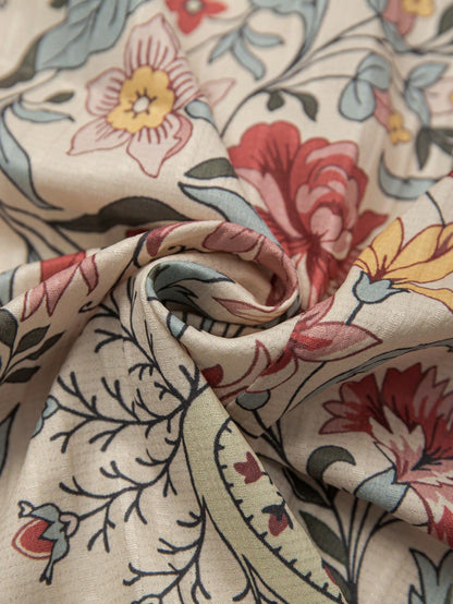 Linhara Ditsy Floral Loose Short Sleeve Shirt, Retro Soft Style