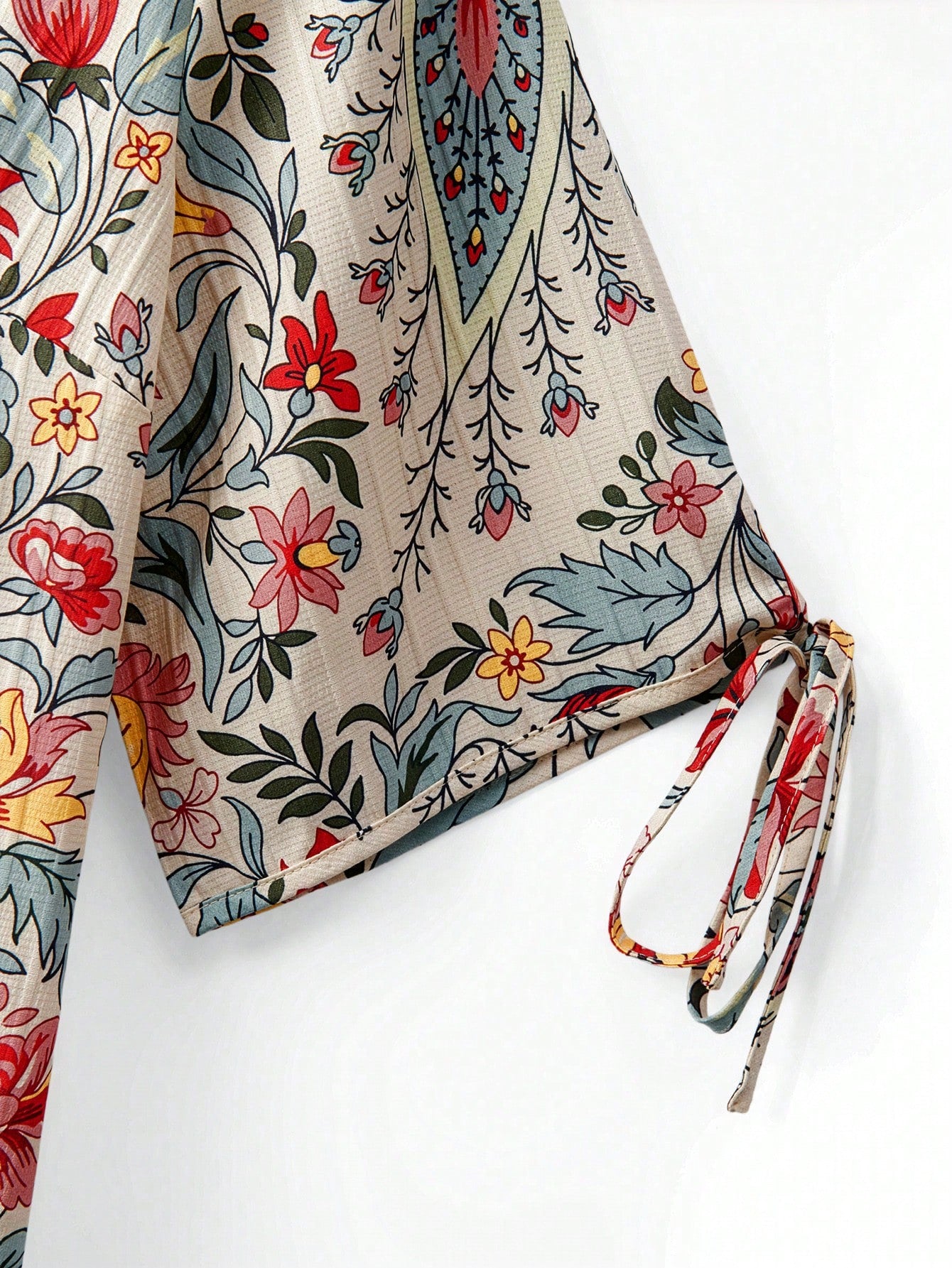 Linhara Ditsy Floral Loose Short Sleeve Shirt, Retro Soft Style