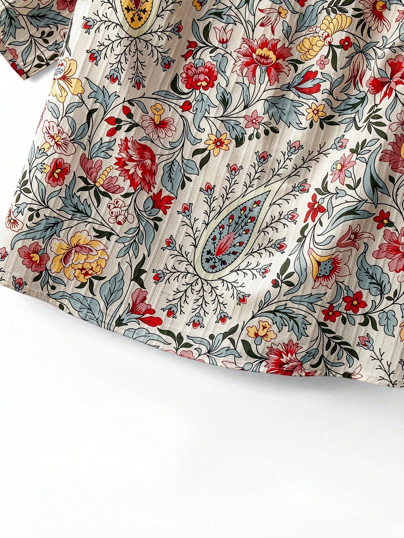 Linhara Ditsy Floral Loose Short Sleeve Shirt, Retro Soft Style