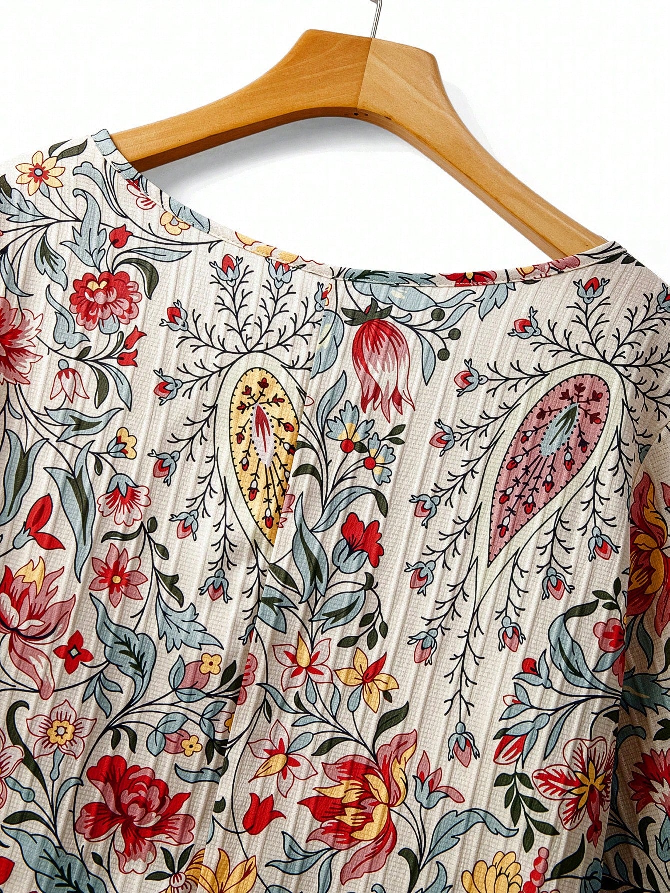 Linhara Ditsy Floral Loose Short Sleeve Shirt, Retro Soft Style