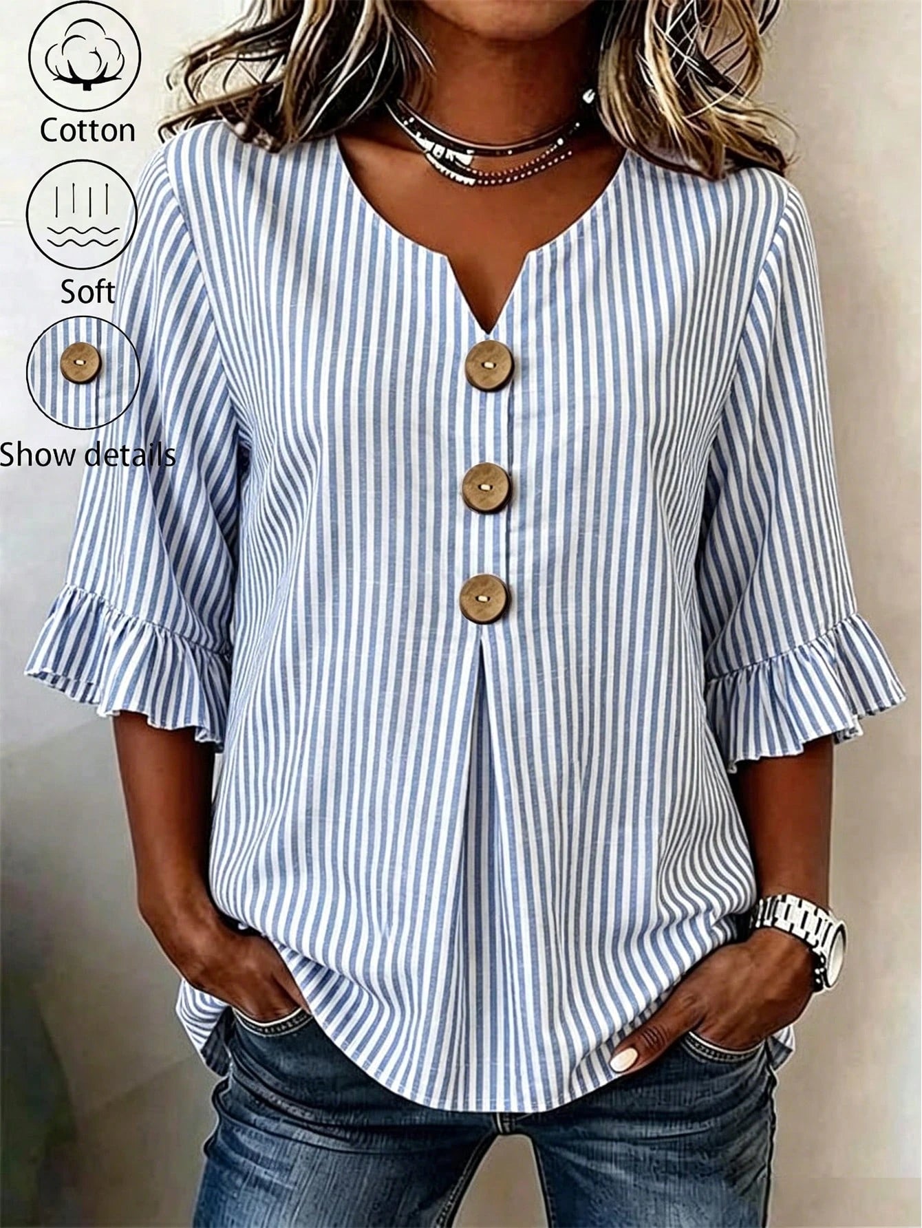 Linhara Ditsy Floral Loose Short Sleeve Shirt, Retro Soft Style