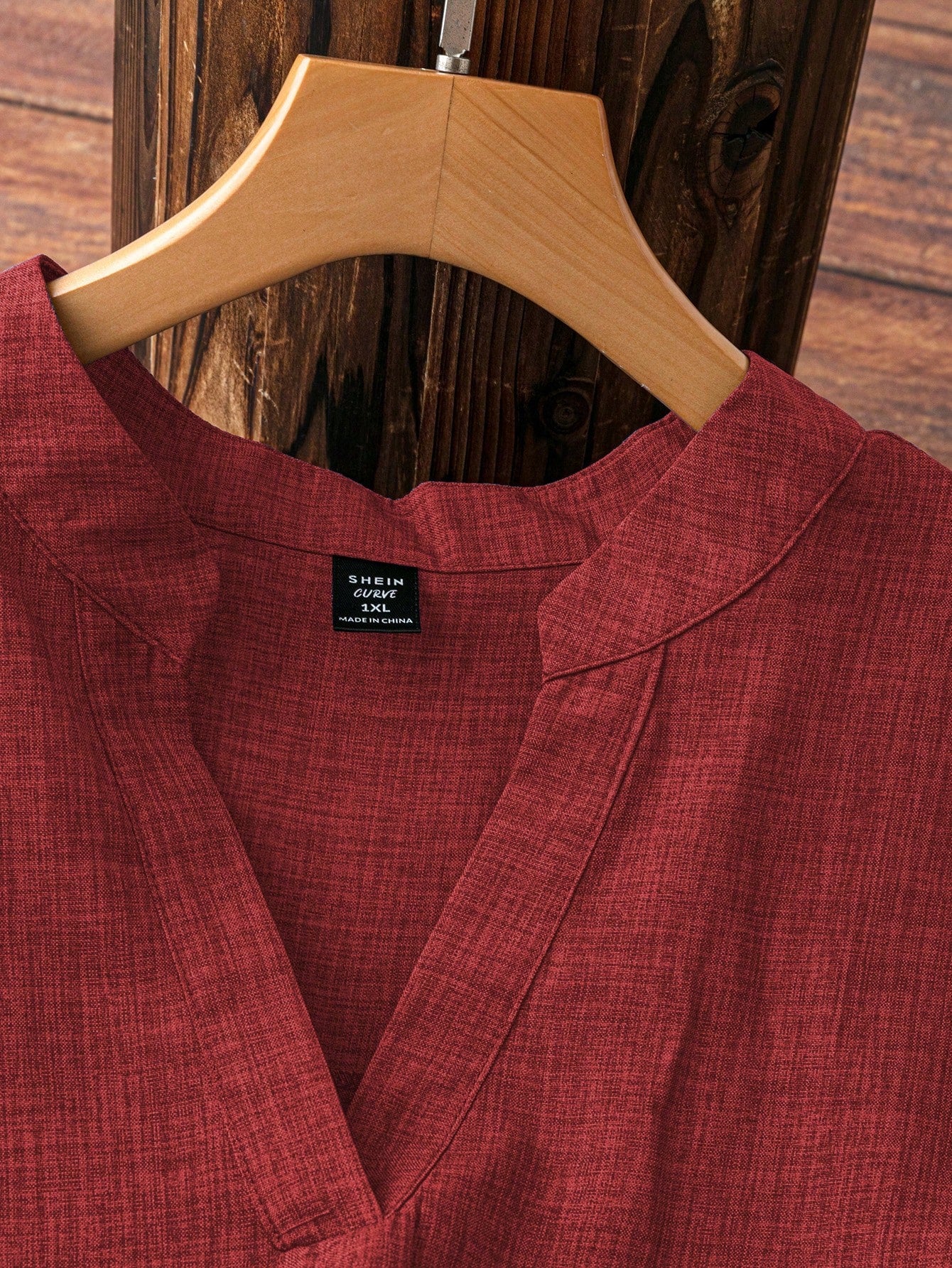 Linhara Plus Size Vacation Casual Solid Color V-Neck Shirt