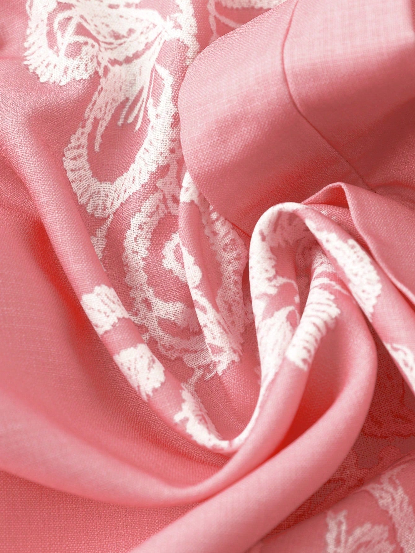 Linhara Plus Size Women V-Neck Pink Embroidered Floral Print Puff Sleeve Ruffle Hem Blouse,Summer Boho Holiday Vacation Tops,Elegant Vintage Western