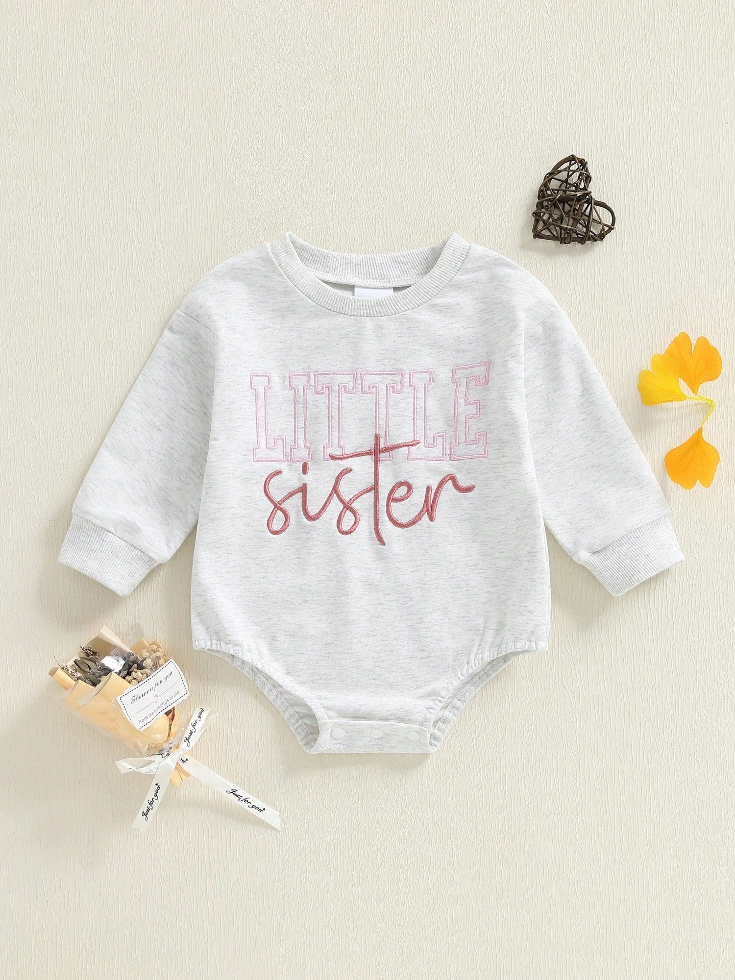 Little Brother And Little Sister Matching Outfits Fall Romper Letter Embroidery Long Sleeve Bodysuit Cute Clothes