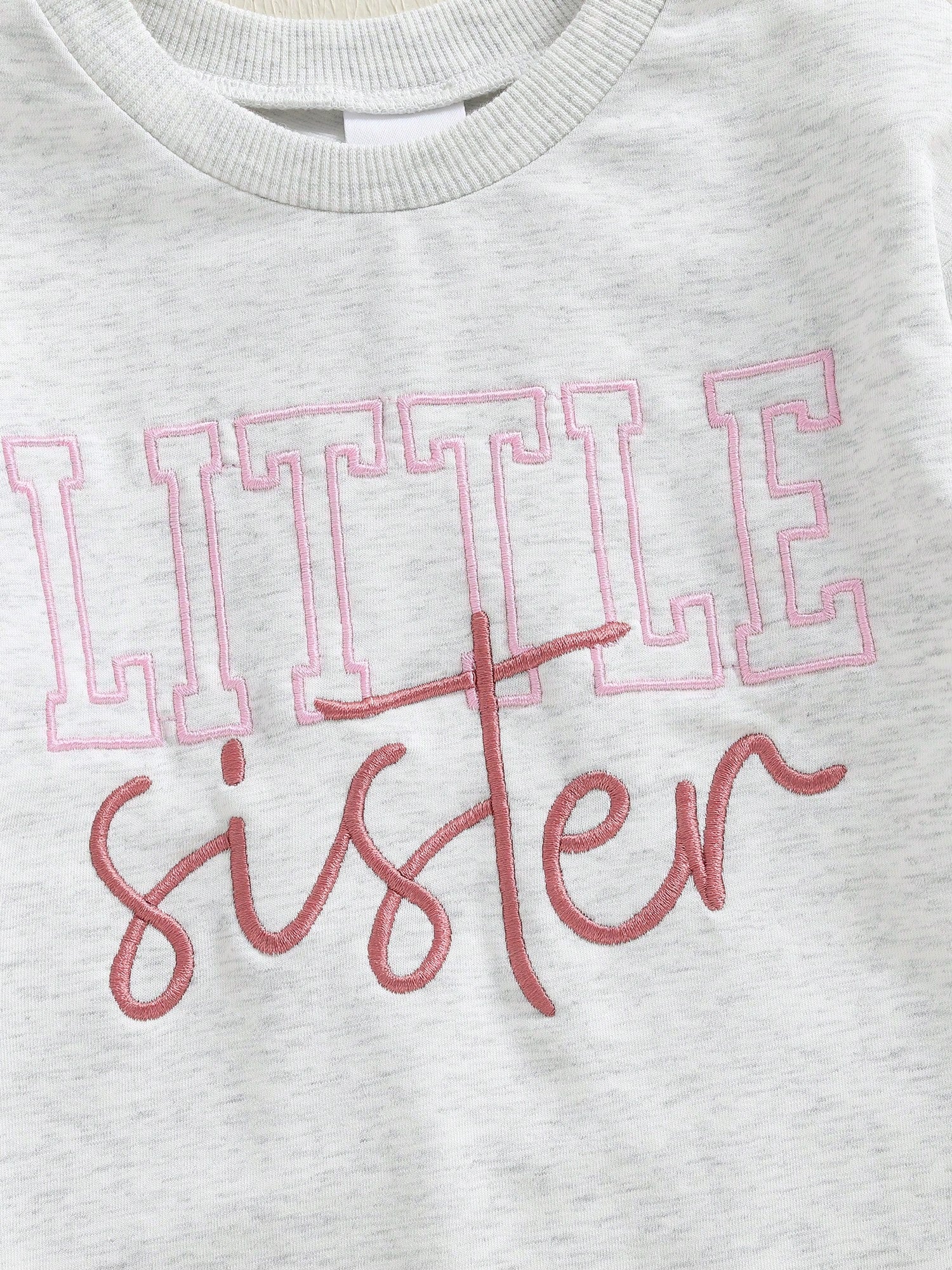Little Brother And Little Sister Matching Outfits Fall Romper Letter Embroidery Long Sleeve Bodysuit Cute Clothes