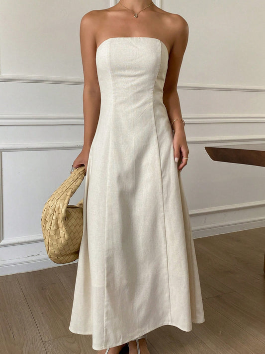Livesso New Summer Casual Solid Color Midi Dress For Women Sundress Boho Vacation Outfits Women