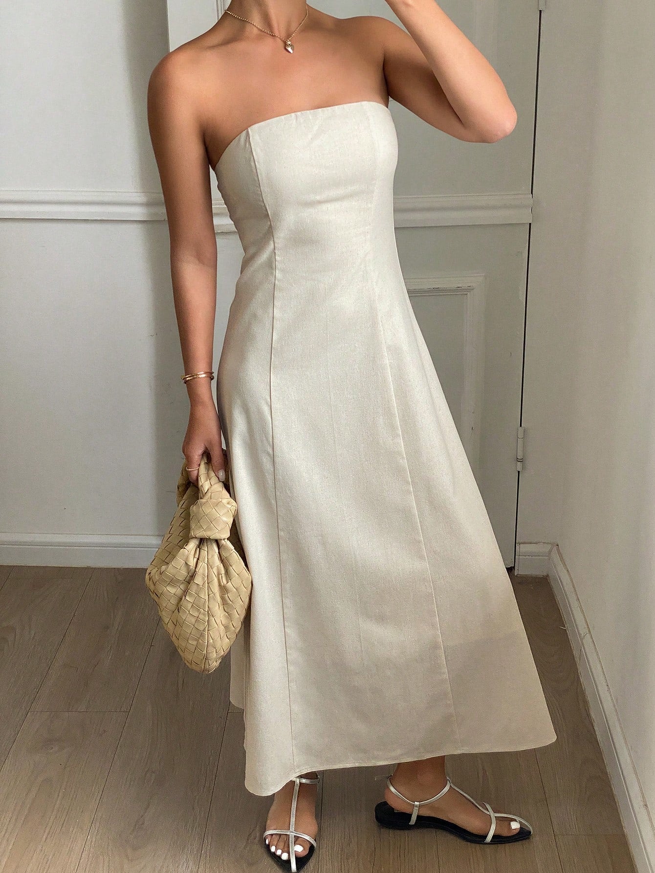 Livesso New Summer Casual Solid Color Midi Dress For Women Sundress Boho Vacation Outfits Women