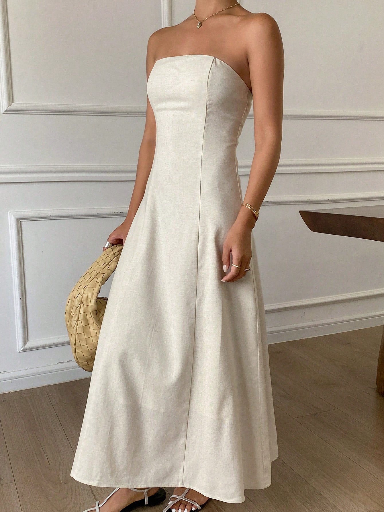 Livesso New Summer Casual Solid Color Midi Dress For Women Sundress Boho Vacation Outfits Women