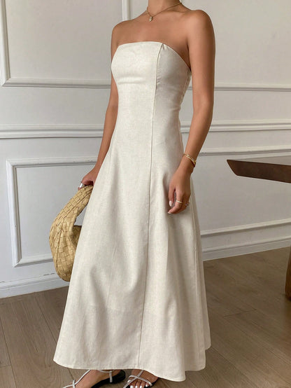 Livesso New Summer Casual Solid Color Midi Dress For Women Sundress Boho Vacation Outfits Women