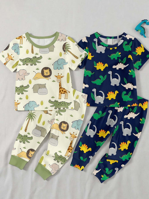 LMoss Kids Baby Boy Casual Minimalist Slim Fit Crew Neck Comfortable Short Sleeve Long Pants Loungewear Multi-Piece Set Suitable, Snug Fit Snug Fit