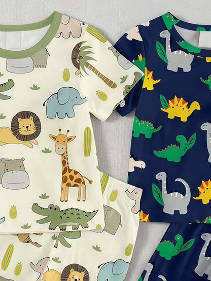 LMoss Kids Baby Boy Casual Minimalist Slim Fit Crew Neck Comfortable Short Sleeve Long Pants Loungewear Multi-Piece Set Suitable, Snug Fit Snug Fit