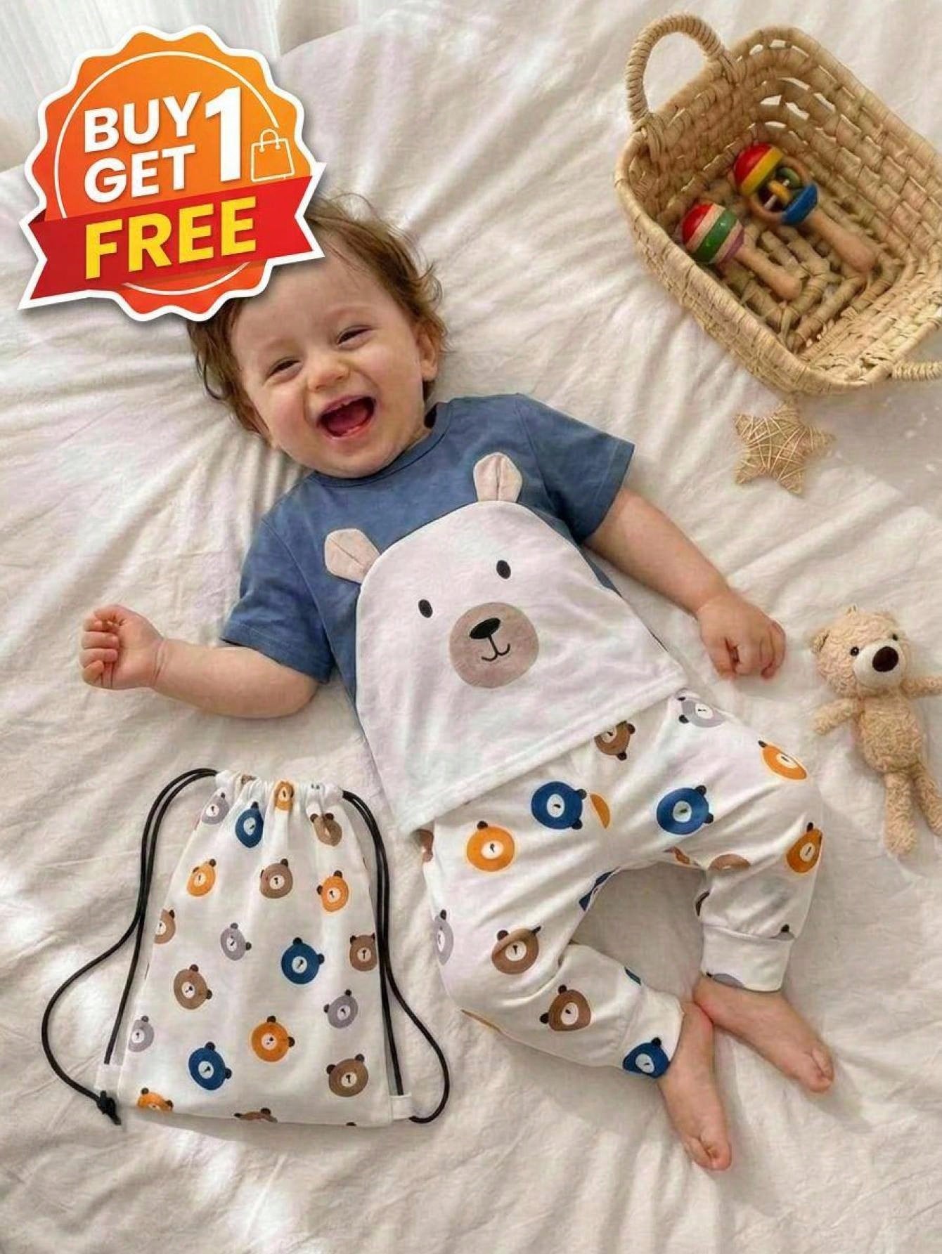 LMoss Kids Baby Boy Casual Minimalist Slim Fit Crew Neck Comfortable Short Sleeve Long Pants Loungewear Multi-Piece Set Suitable, Snug Fit Snug Fit