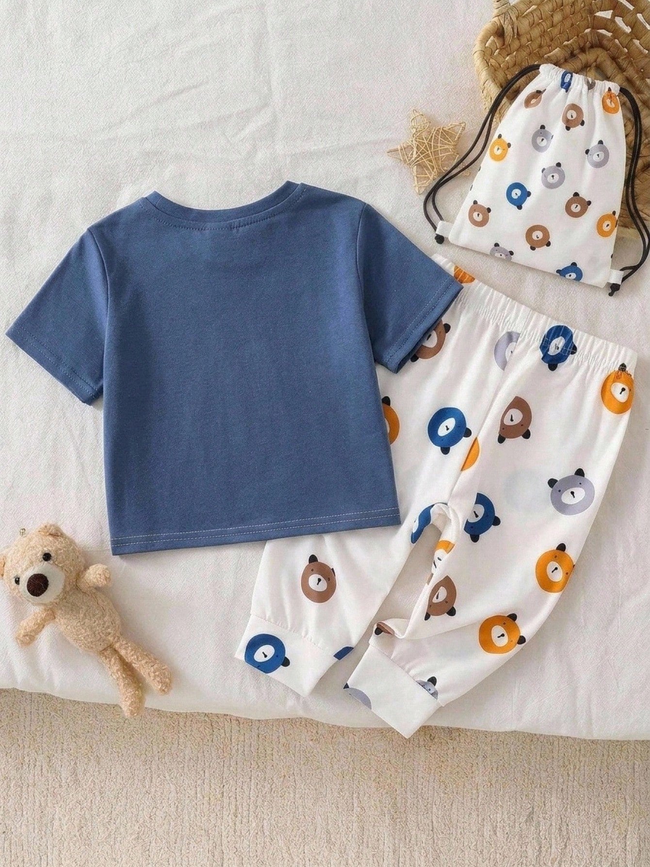 LMoss Kids Baby Boy Casual Minimalist Slim Fit Crew Neck Comfortable Short Sleeve Long Pants Loungewear Multi-Piece Set Suitable, Snug Fit Snug Fit