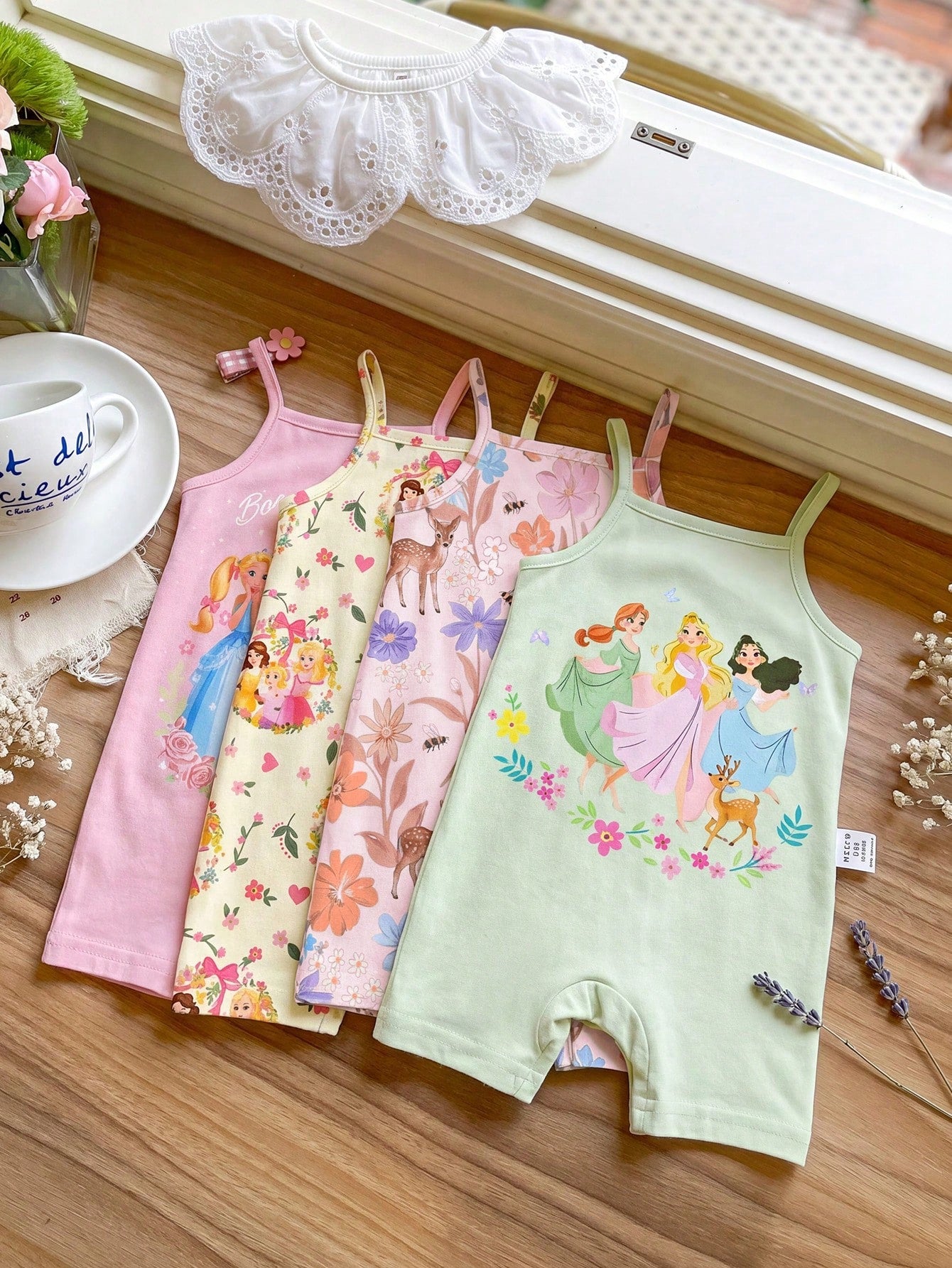 LMoss Kids [RANDOM 4 Pcs SEND 1 Pc]Baby Girl Princess Floral Print Romper Shorts Cute Daily Wear