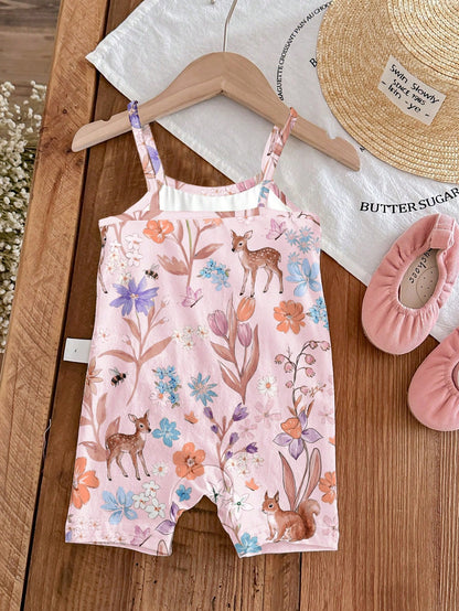 LMoss Kids [RANDOM 4 Pcs SEND 1 Pc]Baby Girl Princess Floral Print Romper Shorts Cute Daily Wear
