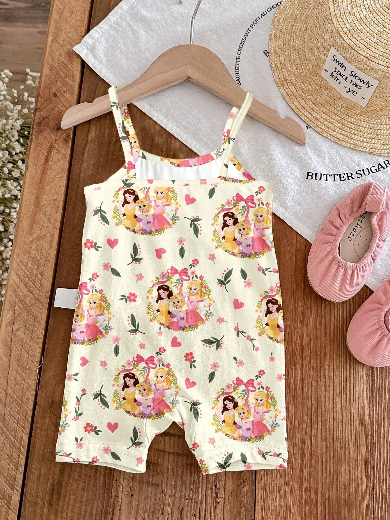 LMoss Kids [RANDOM 4 Pcs SEND 1 Pc]Baby Girl Princess Floral Print Romper Shorts Cute Daily Wear