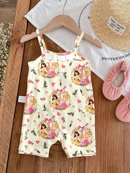 LMoss Kids [RANDOM 4 Pcs SEND 1 Pc]Baby Girl Princess Floral Print Romper Shorts Cute Daily Wear