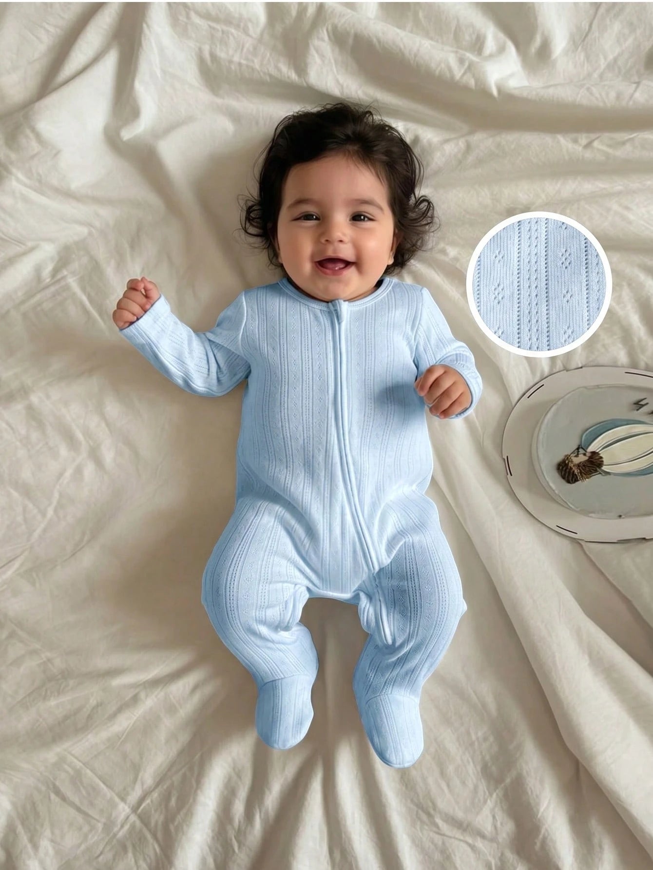 Loomiva Newborn Baby Boy/Girl Simple Solid Color Comfortable Home Outfit, Textured Homewear Suitable For Winter