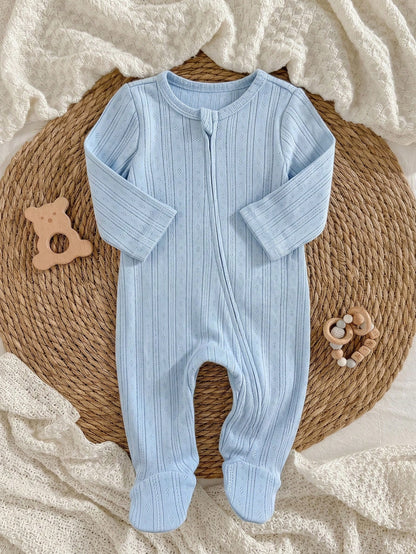 Loomiva Newborn Baby Boy/Girl Simple Solid Color Comfortable Home Outfit, Textured Homewear Suitable For Winter