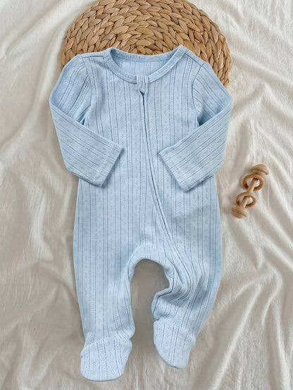 Loomiva Newborn Baby Boy/Girl Simple Solid Color Comfortable Home Outfit, Textured Homewear Suitable For Winter