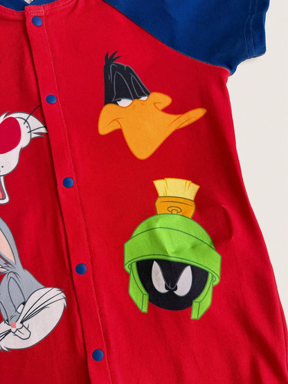 LOONEY TUNES X Baby Boy Cartoon Print Colorblock Casual Daily Short Sleeve Romper