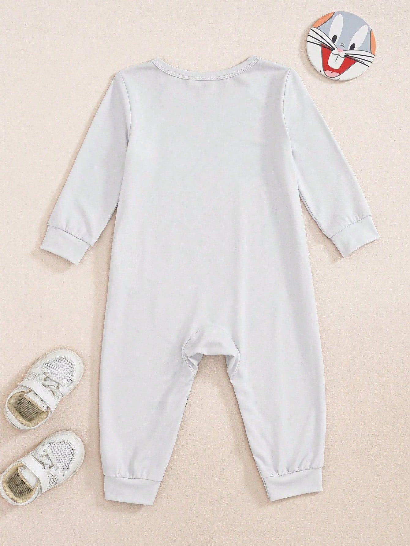 LOONEY TUNES X Baby Boy Cute Cartoon Print Round Neck Long Sleeve Jumpsuit