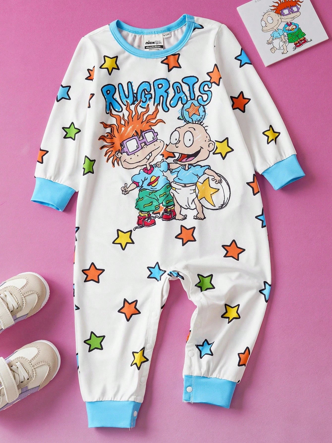 LOONEY TUNES X Baby Boy Cute Cartoon Print Round Neck Long Sleeve Jumpsuit