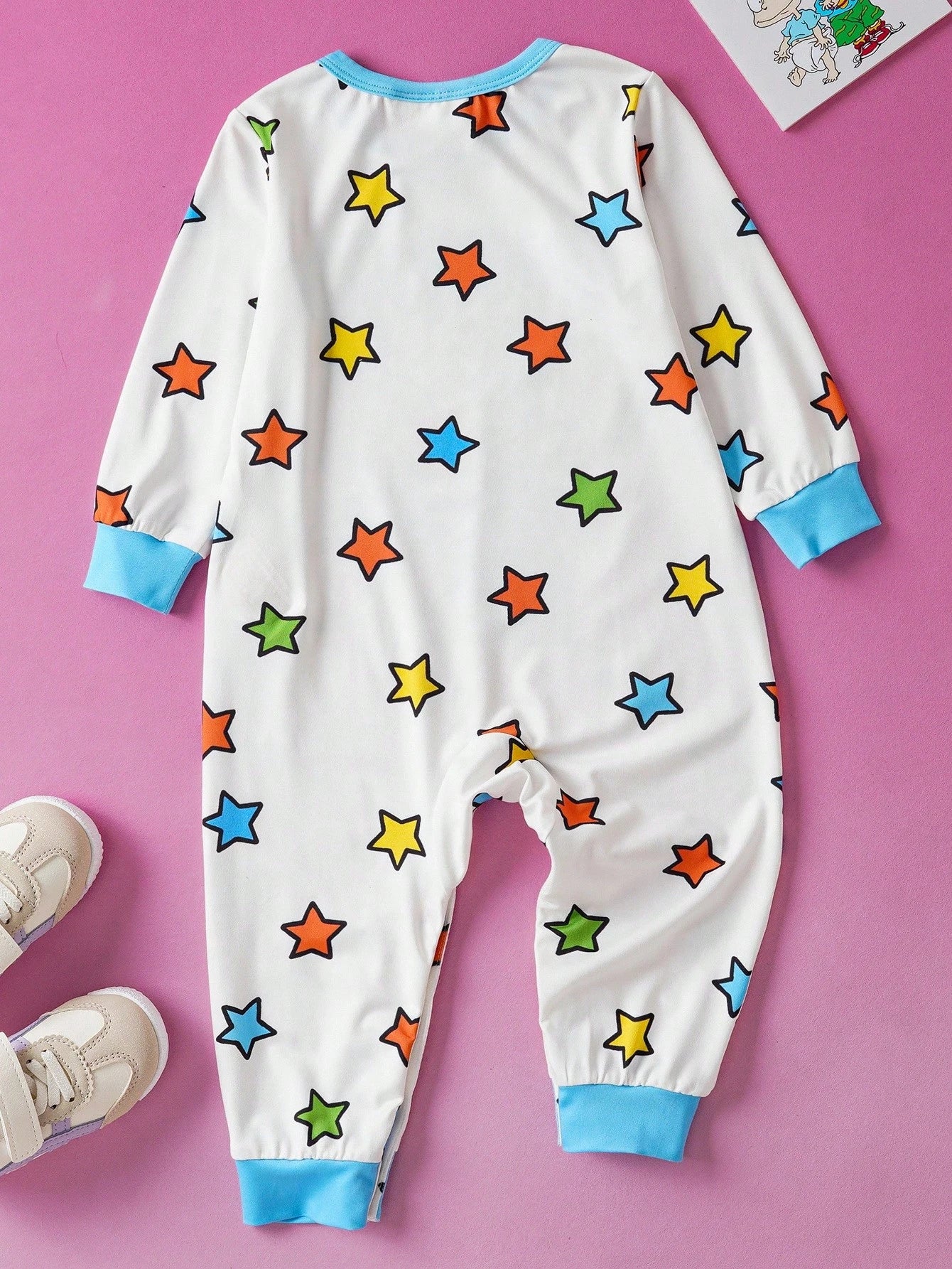 LOONEY TUNES X Baby Boy Cute Cartoon Print Round Neck Long Sleeve Jumpsuit