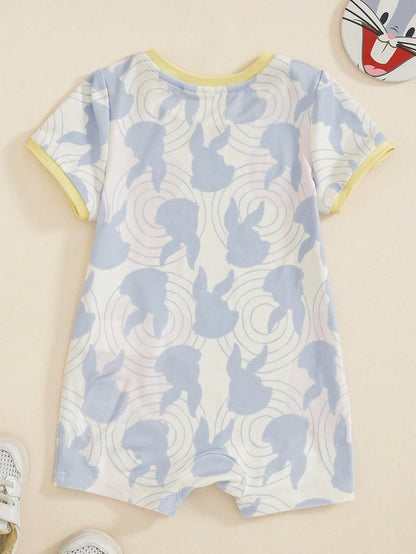 LOONEY TUNES X Baby Boy Letter Cartoon Print Casual Daily Romper