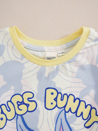 LOONEY TUNES X Baby Boy Letter Cartoon Print Casual Daily Romper