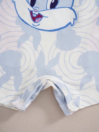LOONEY TUNES X Baby Boy Letter Cartoon Print Casual Daily Romper