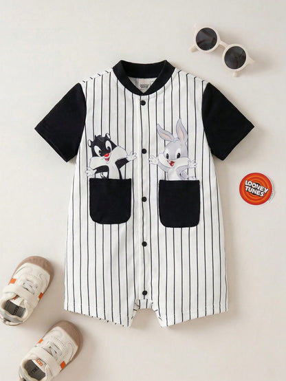 LOONEY TUNES X Baby Boy Letter Cartoon Print Casual Daily Romper