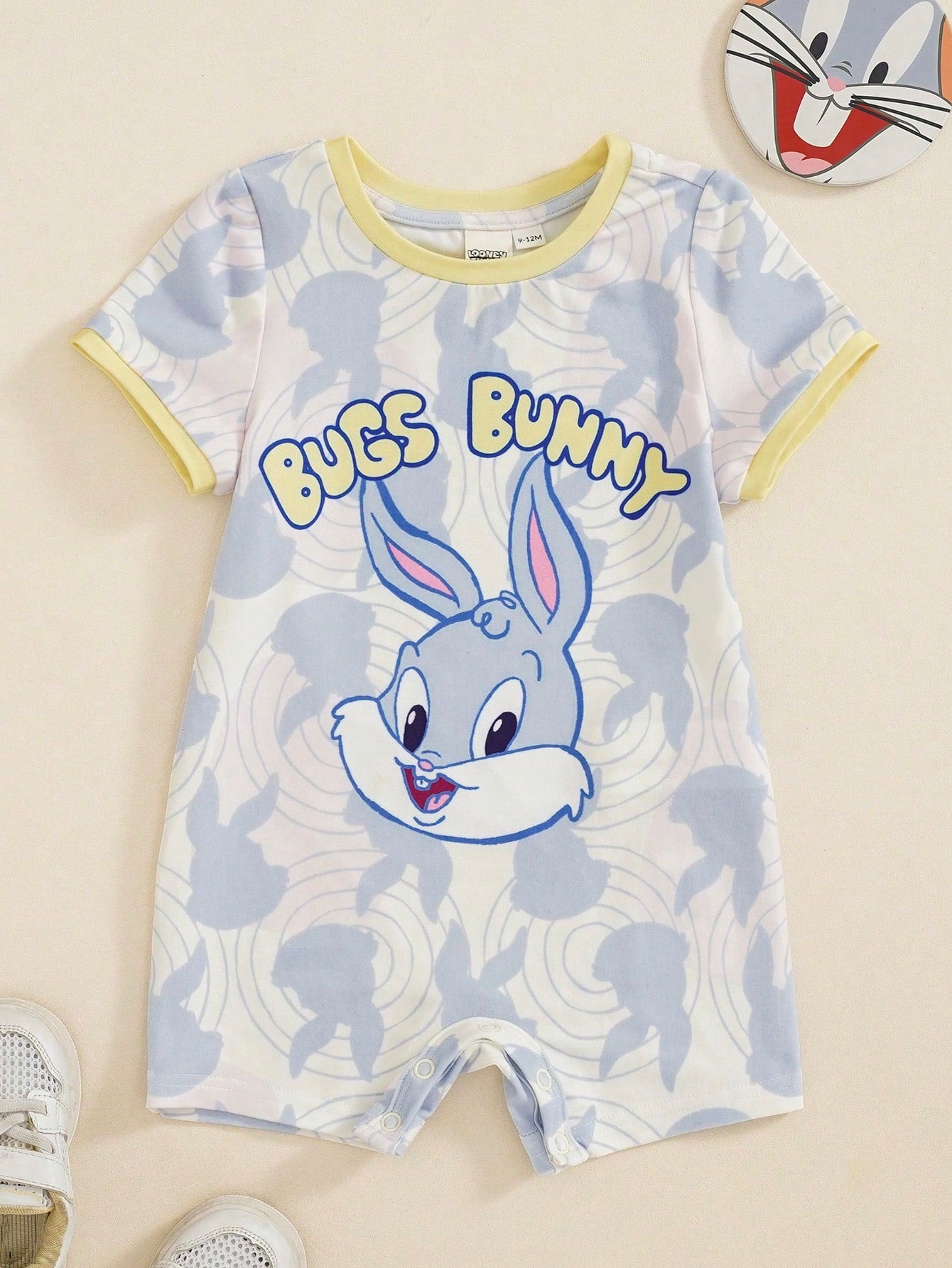LOONEY TUNES X Baby Boy Letter Cartoon Print Casual Daily Romper