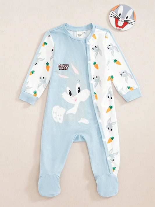 LOONEY TUNES X Baby Boy Letter Cartoon Print Casual Daily Wear Jumpsuit Long Pants