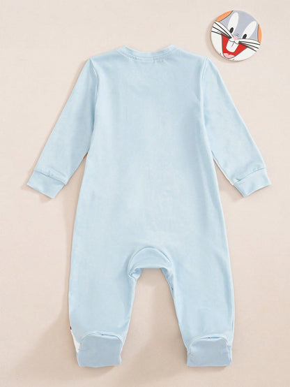 LOONEY TUNES X Baby Boy Letter Cartoon Print Casual Daily Wear Jumpsuit Long Pants